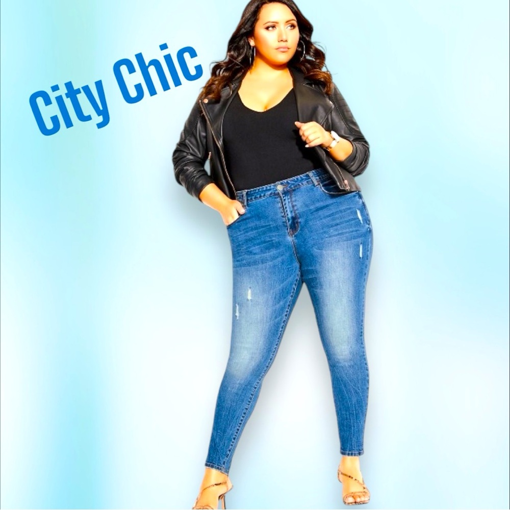 City Chic Harley Mid-Rise Ankle Hem Stretch Cotten Denim Curvy Chill Out